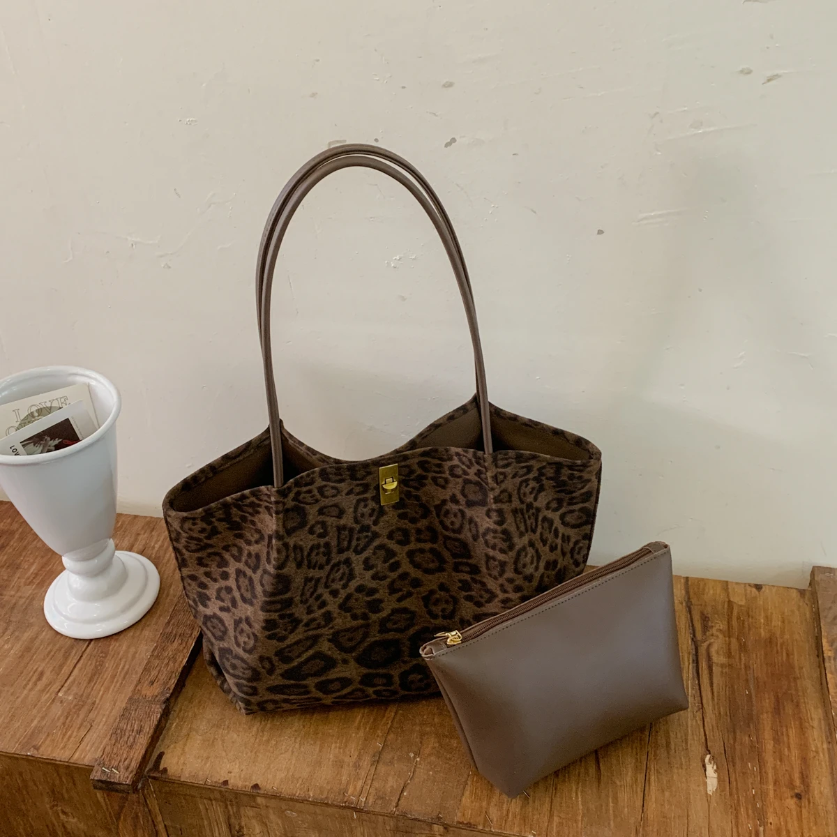 Luxury Bags Tote - Sac cabas en daim à imprimé